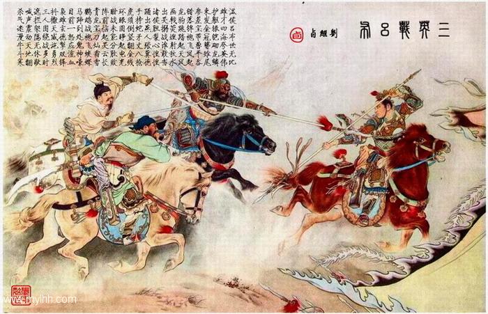 三国志 水墨画 戦闘シーン 三英戦呂布 三国志 水墨画 戦闘シーン 三英戦呂布 絵画